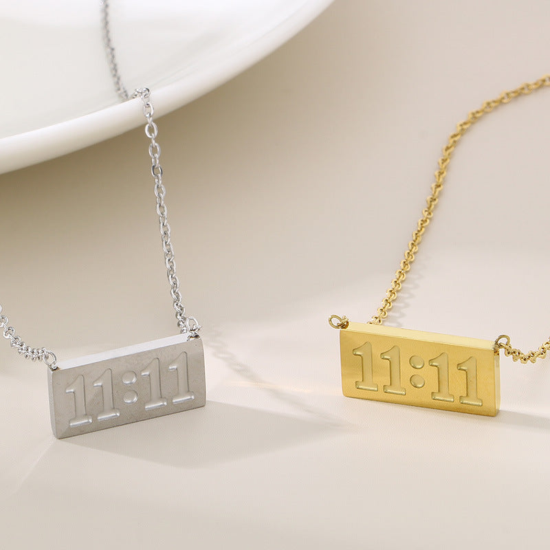 Wholesale Fashionable and Simple 11:11 Square Brand High-grade Stainless Steel Number Necklaces